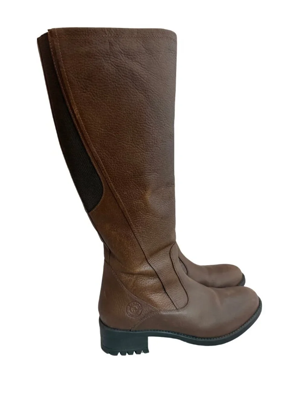 Santana Canada Tall Brown Leather Boots Sherpa Lining Rugged Outsole Size 8